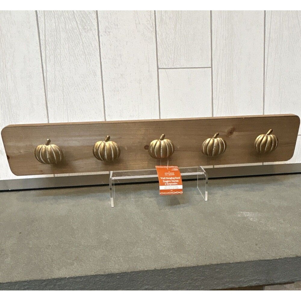 Ashland Heirloom Harvest Wall Mounted Rack Rustic Wood/Metal Pumpkin Hooks